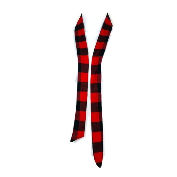 Red and Black Buffalo Plaid Flannel Skinny Scarves - Picture 3 of 5